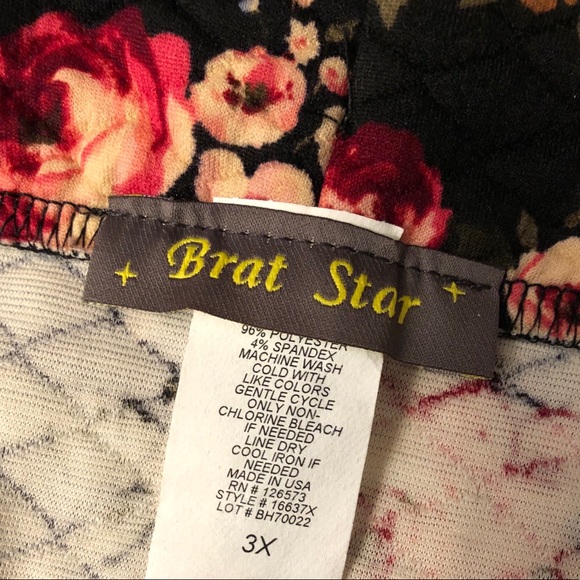 Brat Star | Quilted Floral Scuba Pencil Mini Skirt - Picture 4 of 4